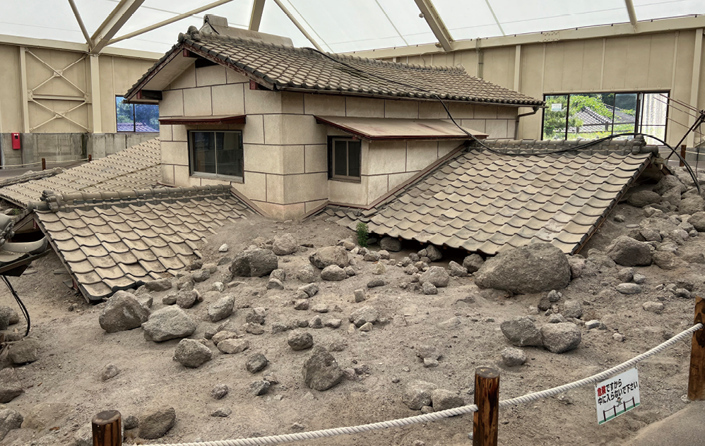 島原市内の土石流被災家屋保存公園(2024年5月撮影)