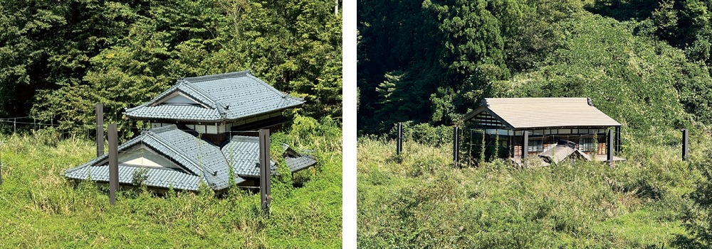 木籠メモリアルパークに遺構として残る水没した家屋