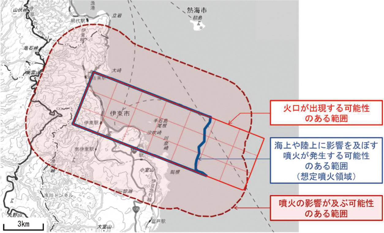 伊豆東部火山群の噴火影響範囲