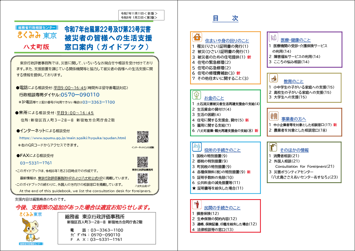 図1 東京行政評価事務所作成のガイドブック(表紙・目次)