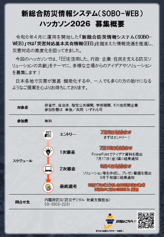 「新総合防災情報システム利活用アイデア大募集！」チラシ 裏