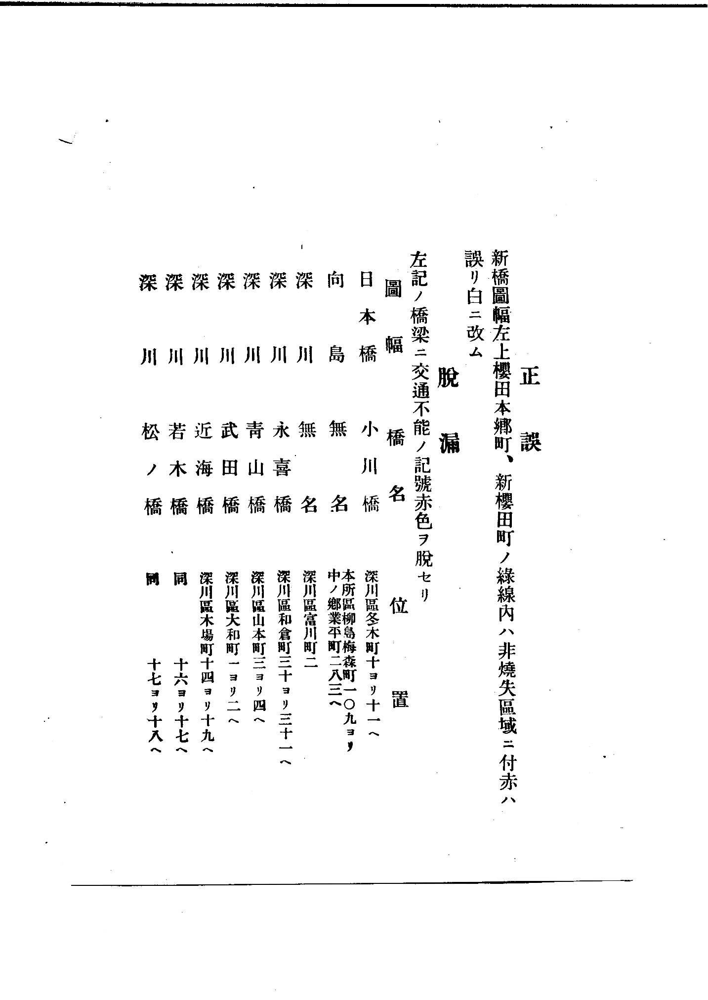 東京市火災動態地図（正誤表）