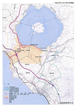 避難指示区域図(2000/4/2,4/13)(提供:北海道開発局)