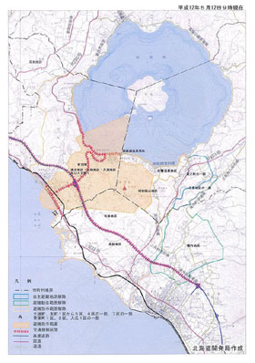 避難指示区域図(4/20,5/12,5/24,6/3)(提供:北海道開発局)