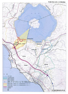 避難指示区域図(4/20,5/12,5/24,6/3)(提供:北海道開発局)